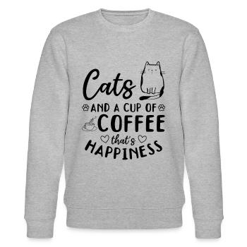 Katzen und eine Tasse Kaffee - Katzenbesitzerin - Stanley/Stella Unisex Bio-Sweatshirt CHANGER  - Grau meliert - Vorne - Nik (191cm) & Marisol (170cm)