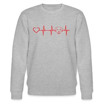 Hund Herzschlag Hund Gesicht - Hundehalter Hundeli - Stanley/Stella Unisex Bio-Sweatshirt CHANGER  - Grau meliert - Vorne - Nik (191cm) & Marisol (170cm)
