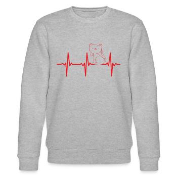 Katze Herzschlag Katzenbesitzer Katzenliebhaber Ni - Stanley/Stella Unisex Bio-Sweatshirt CHANGER  - Grau meliert - Vorne - Nik (191cm) & Marisol (170cm)