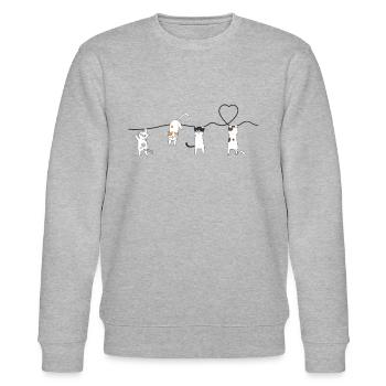 Cat Heartbeat Heart Cat Lovers Cat Ownership - Stanley/Stella CHANGER Unisex Organic Sweatshirt - heather grey - Front - Nik (191cm) & Marisol (170cm)