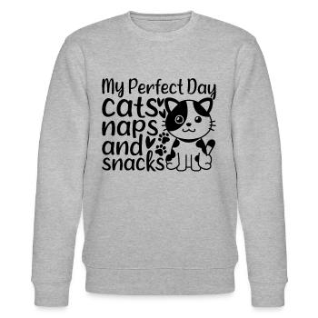 Amoureux des chats I My Perfect Day Cat Nicker - Sweat bio CHANGER Stanley/Stella Unisexe - gris chiné - Devant - Nik (191cm) & Marisol (170cm)