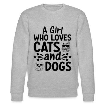 Amoureux des chats I Une fille qui a des chats et des hu - Sweat bio CHANGER Stanley/Stella Unisexe - gris chiné - Devant - Nik (191cm) & Marisol (170cm)
