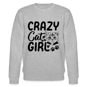 Verrücktes Katzenmädchen Katzenbesitzerin Niedlich - Stanley/Stella Unisex Bio-Sweatshirt CHANGER  - Grau meliert - Vorne - Nik (191cm) & Marisol (170cm)