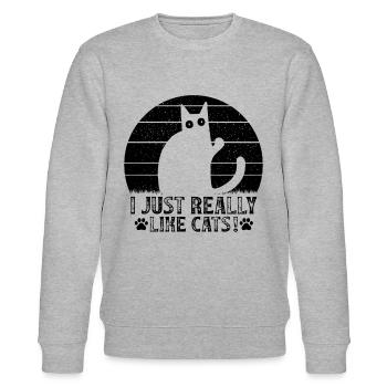 Katzenliebhaber Lustige Katzen Ich mag Katzen einf - Stanley/Stella Unisex Bio-Sweatshirt CHANGER  - Grau meliert - Vorne - Nik (191cm) & Marisol (170cm)
