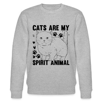 Katzen sind mein Seelentier Ich Katzenbesitzerin N - Stanley/Stella Unisex Bio-Sweatshirt CHANGER  - Grau meliert - Vorne - Nik (191cm) & Marisol (170cm)