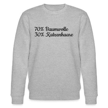 Katzenbesitzer 70% Baumwolle 30% Katzenhaare - Stanley/Stella Unisex Bio-Sweatshirt CHANGER  - Grau meliert - Vorne - Nik (191cm) & Marisol (170cm)