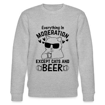 Alles in Maßen außer Katzen und Bier I Funny Cat - Stanley/Stella Unisex Bio-Sweatshirt CHANGER  - Grau meliert - Vorne - Nik (191cm) & Marisol (170cm)