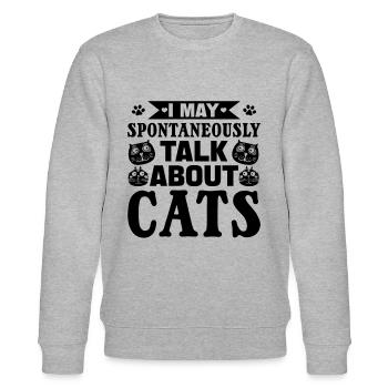 Cat lovers I may spontaneously about cats sprec - Stanley/Stella CHANGER Unisex Organic Sweatshirt - heather grey - Front - Nik (191cm) & Marisol (170cm)