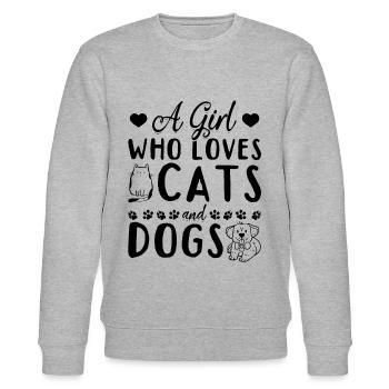 Amoureux des chats Amoureux des chiens Je suis une fille - Sweat bio CHANGER Stanley/Stella Unisexe - gris chiné - Devant - Nik (191cm) & Marisol (170cm)