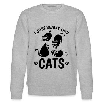 Amoureux des chats Propriétaire de chats Mignons Chats Ic - Sweat bio CHANGER Stanley/Stella Unisexe - gris chiné - Devant - Nik (191cm) & Marisol (170cm)