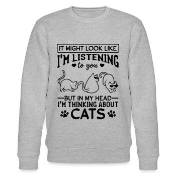 Propriétaire de chat Amoureux des chats Chats mignons I - Sweat bio CHANGER Stanley/Stella Unisexe - gris chiné - Devant - Nik (191cm) & Marisol (170cm)