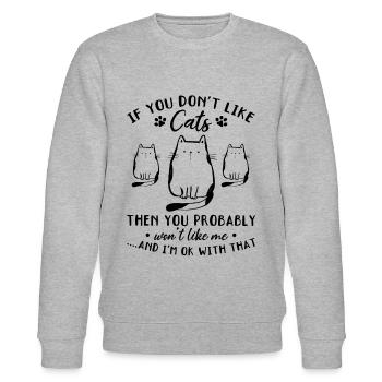 Amoureux des chats Propriétaires de chats Chats mignons - - Sweat bio CHANGER Stanley/Stella Unisexe - gris chiné - Devant - Nik (191cm) & Marisol (170cm)