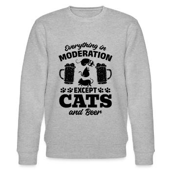 Cat Lover - Alles in Maßen außer Katzen und Bier - Stanley/Stella Unisex Bio-Sweatshirt CHANGER  - Grau meliert - Vorne - Nik (191cm) & Marisol (170cm)