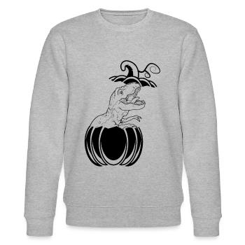 Kürbis mit Dinosaurier Kürbis lustig Halloween Kür - Stanley/Stella Unisex Bio-Sweatshirt CHANGER  - Grau meliert - Vorne - Nik (191cm) & Marisol (170cm)