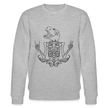 Halloween Skeleton with Dino Head Dinosaur Skeleton - Stanley/Stella CHANGER Unisex Organic Sweatshirt - heather grey - Front - Nik (191cm) & Marisol (170cm)