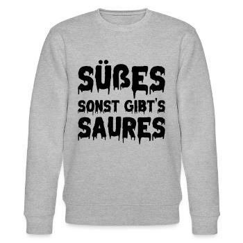 Halloween Süßes Sonst Gibt's Saures - Stanley/Stella Unisex Bio-Sweatshirt CHANGER  - Grau meliert - Vorne - Nik (191cm) & Marisol (170cm)