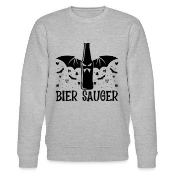 Halloween Bier Fledermaus Bier Sauger - Halloween - Stanley/Stella Unisex Bio-Sweatshirt CHANGER  - Grau meliert - Vorne - Nik (191cm) & Marisol (170cm)