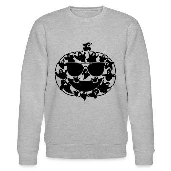 Halloween Pumpkin Ghosts I Funny Halloween Pumpkin - Stanley/Stella CHANGER Unisex Organic Sweatshirt - heather grey - Front - Nik (191cm) & Marisol (170cm)
