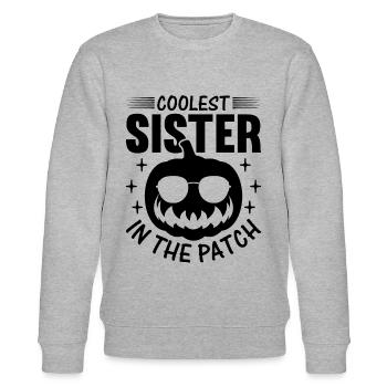 Halloween Coolest Sister dans le Patch I Sister Pum - Sweat bio CHANGER Stanley/Stella Unisexe - gris chiné - Devant - Nik (191cm) & Marisol (170cm)