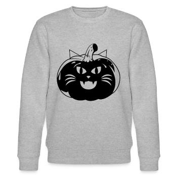 Cat Lover Cat Owner I Halloween Pumpkin Cat - Stanley/Stella Unisex Bio-Sweatshirt CHANGER  - Grau meliert - Vorne - Nik (191cm) & Marisol (170cm)