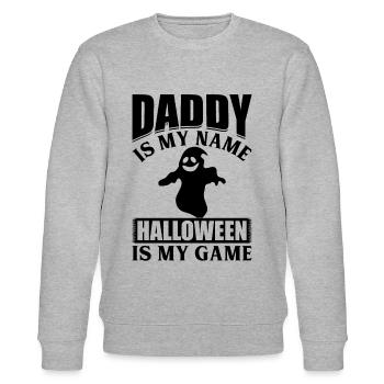 Halloween Daddy is my Name Halloween is my Game - Stanley/Stella Unisex Bio-Sweatshirt CHANGER  - Grau meliert - Vorne - Nik (191cm) & Marisol (170cm)