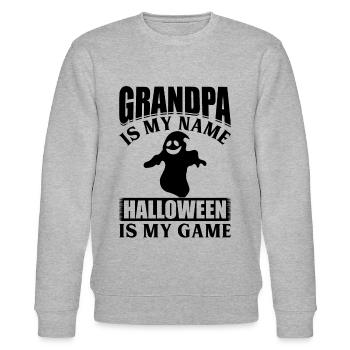 Halloween Grandpa is my Name Halloween is my Game - Stanley/Stella Unisex Bio-Sweatshirt CHANGER  - Grau meliert - Vorne - Nik (191cm) & Marisol (170cm)