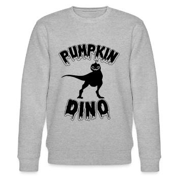 Halloween Pumpkin Dino I Funny Pumpkin Dinosaur - Stanley/Stella CHANGER Unisex Organic Sweatshirt - heather grey - Front - Nik (191cm) & Marisol (170cm)