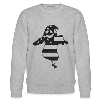 Halloween Ghost America Flag Ghost - Stanley/Stella Unisex Bio-Sweatshirt CHANGER  - Grau meliert - Vorne - Nik (191cm) & Marisol (170cm)