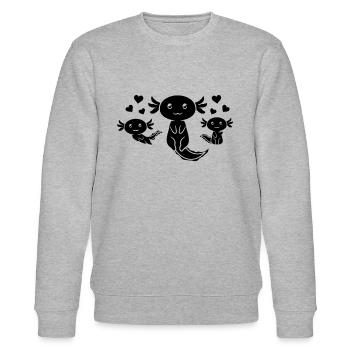 Cute Axolotl with Hearts Kawaii Axolotls - Stanley/Stella Unisex Bio-Sweatshirt CHANGER  - Grau meliert - Vorne - Nik (191cm) & Marisol (170cm)