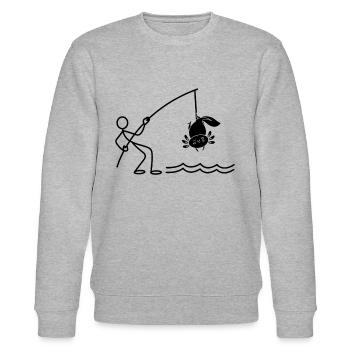 Pêche Axolotl - Drôle de pêcheur Axolotl - Sweat bio CHANGER Stanley/Stella Unisexe - gris chiné - Devant - Nik (191cm) & Marisol (170cm)