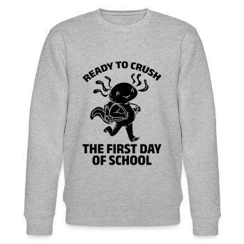 Ready To Crush The First Day Of School - Stanley/Stella Unisex Bio-Sweatshirt CHANGER  - Grau meliert - Vorne - Nik (191cm) & Marisol (170cm)