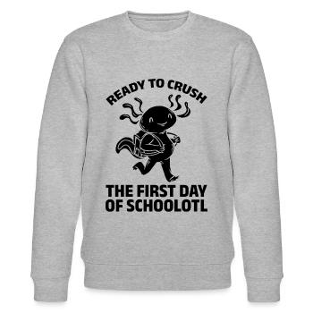 Ready To Crush The First Day Of Schoolotl - Stanley/Stella Unisex Bio-Sweatshirt CHANGER  - Grau meliert - Vorne - Nik (191cm) & Marisol (170cm)