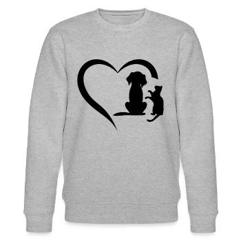 Dog Puppy and Baby Cat Heart - Cute Animal Dog & C - Stanley/Stella Unisex Bio-Sweatshirt CHANGER  - Grau meliert - Vorne - Nik (191cm) & Marisol (170cm)