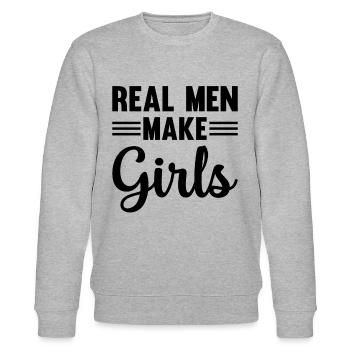 New Daddy - Real Men Make Girls Daddy Paternity Gi - Stanley/Stella CHANGER Unisex Organic Sweatshirt - heather grey - Front - Nik (191cm) & Marisol (170cm)