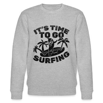 Surfer It's Time To Go Surfing - Surfer - Stanley/Stella CHANGER Unisex Organic Sweatshirt - heather grey - Front - Nik (191cm) & Marisol (170cm)
