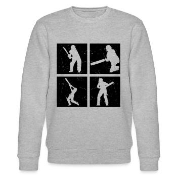 Cricket Silhouette Cricket Player Cricketing - Cri - Stanley/Stella CHANGER Unisex Organic Sweatshirt - heather grey - Front - Nik (191cm) & Marisol (170cm)