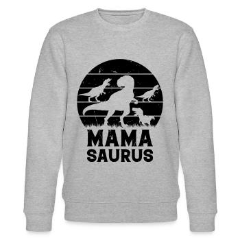 Mama Saurus Mama Dinosaur Family Mama Dino Mamasau - Stanley/Stella CHANGER Unisex Organic Sweatshirt - heather grey - Front - Nik (191cm) & Marisol (170cm)