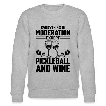 Everything In Moderation Except Pickleball - Stanley/Stella CHANGER Unisex Organic Sweatshirt - heather grey - Front - Nik (191cm) & Marisol (170cm)