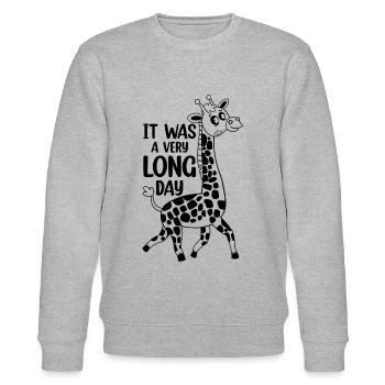 Funny Giraffe - It Was A Very Long Day - Funny Gir - Stanley/Stella Unisex Bio-Sweatshirt CHANGER  - Grau meliert - Vorne - Nik (191cm) & Marisol (170cm)