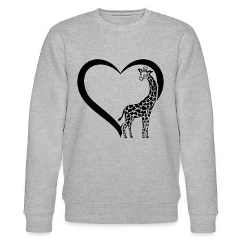 Girafe Lover - Girafe Coeur Girafe - Giraf mignon - Sweat bio CHANGER Stanley/Stella Unisexe - gris chiné - Devant - Nik (191cm) & Marisol (170cm)