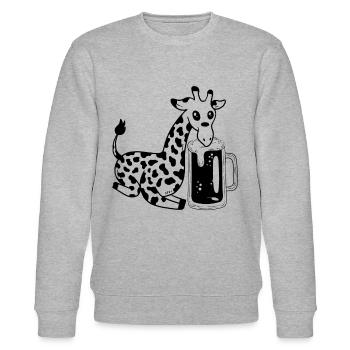 Giraffe Beer Funny Giraffe - Stanley/Stella Unisex Bio-Sweatshirt CHANGER  - Grau meliert - Vorne - Nik (191cm) & Marisol (170cm)