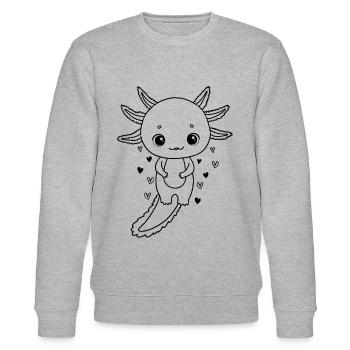 Axolotl Mignon Axolotl Amoureux Kawaii Axolotl - Sweat bio CHANGER Stanley/Stella Unisexe - gris chiné - Devant - Nik (191cm) & Marisol (170cm)