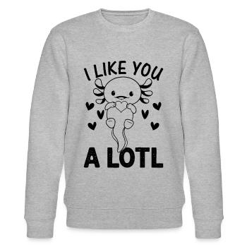 Axolotl Lover - I Like You A Lotl - Kawaii Axolotl - Stanley/Stella CHANGER Unisex Organic Sweatshirt - heather grey - Front - Nik (191cm) & Marisol (170cm)