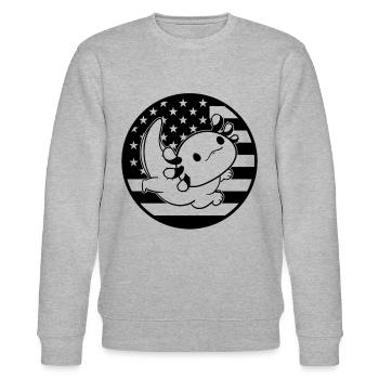 Kawaii Axolotl Americann Flag Axolotl US Flag Axol - Stanley/Stella Unisex Bio-Sweatshirt CHANGER  - Grau meliert - Vorne - Nik (191cm) & Marisol (170cm)