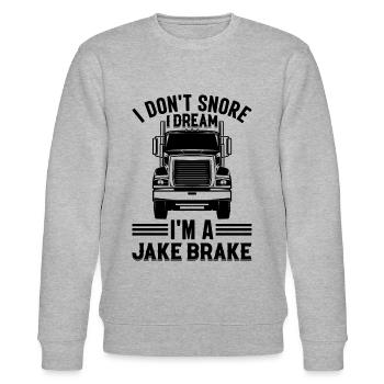 Truck Driver I Don't Snore I Dream I'm A Jake Brak - Stanley/Stella Unisex Bio-Sweatshirt CHANGER  - Grau meliert - Vorne - Nik (191cm) & Marisol (170cm)