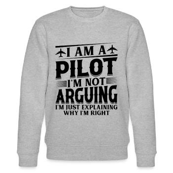 I'm a Pilot I'm not Arguing - Funny Airplane Pilot - Stanley/Stella Unisex Bio-Sweatshirt CHANGER  - Grau meliert - Vorne - Nik (191cm) & Marisol (170cm)