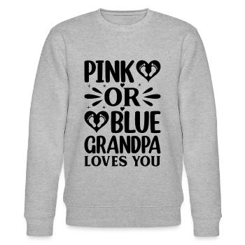 Pink Or Blue Grandpa Loves You - Baby Shower Gende - Stanley/Stella Unisex Bio-Sweatshirt CHANGER  - Grau meliert - Vorne - Nik (191cm) & Marisol (170cm)
