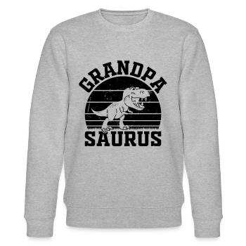 Grandpa Saurus Grandpa Dino - Grandpasaurus - Stanley/Stella Unisex Bio-Sweatshirt CHANGER  - Grau meliert - Vorne - Nik (191cm) & Marisol (170cm)