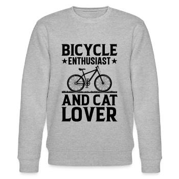 Passionné de vélo et amoureux des chats I Cyclistes Mounta - Sweat bio CHANGER Stanley/Stella Unisexe - gris chiné - Devant - Nik (191cm) & Marisol (170cm)