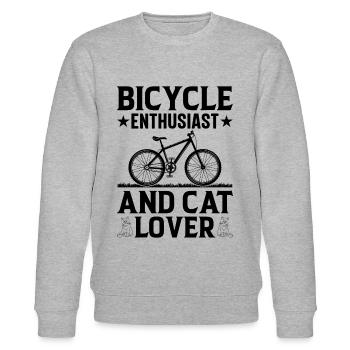VTT, cycliste, passionné de vélo et chat - Sweat bio CHANGER Stanley/Stella Unisexe - gris chiné - Devant - Nik (191cm) & Marisol (170cm)